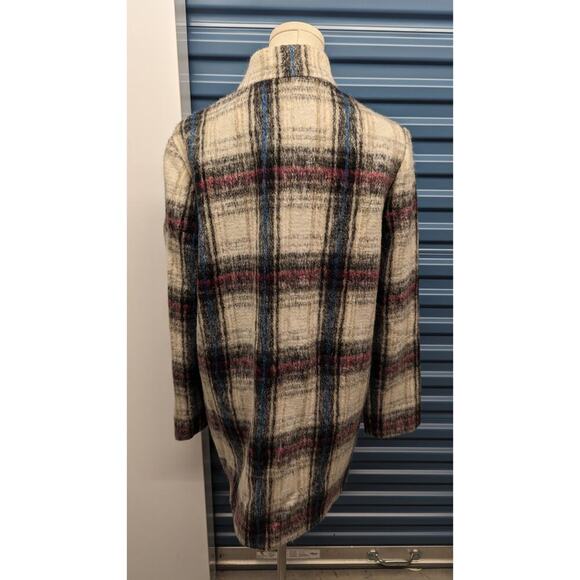 KENNETH COLE Tartan Plaid Wool Blend Snap Button Longline‎ Small Coat - Picture 4 of 8